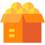 Box of packed oranges